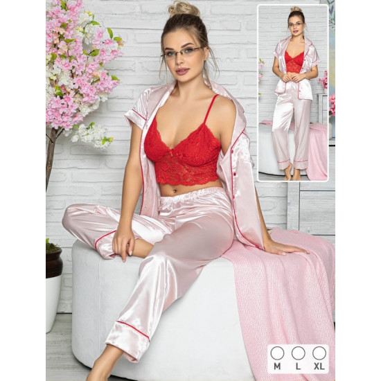JENİKA 3'Lü Saten Pijama Takımı