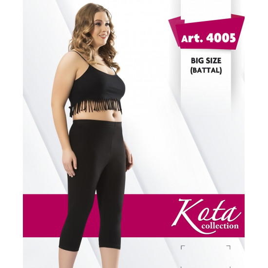 Kota 4005 Düz Desensiz Yüksek Bel Dizaltı Kapri Tayt