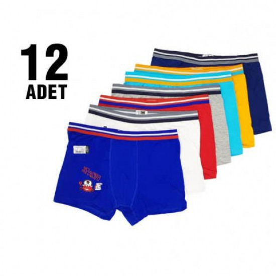 Tutku 0253 Elestan Baskılı Erkek Çocuk Boxer 12'li