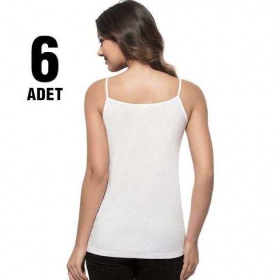 Tutku Beyaz Ribana Bayan İp Askılı Atlet 6'lı