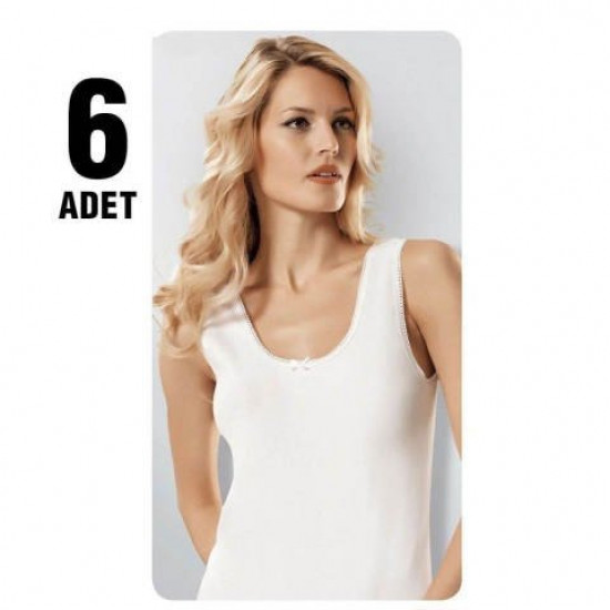 Tutku Beyaz Kroşatalı Bayan Atlet 6'lı